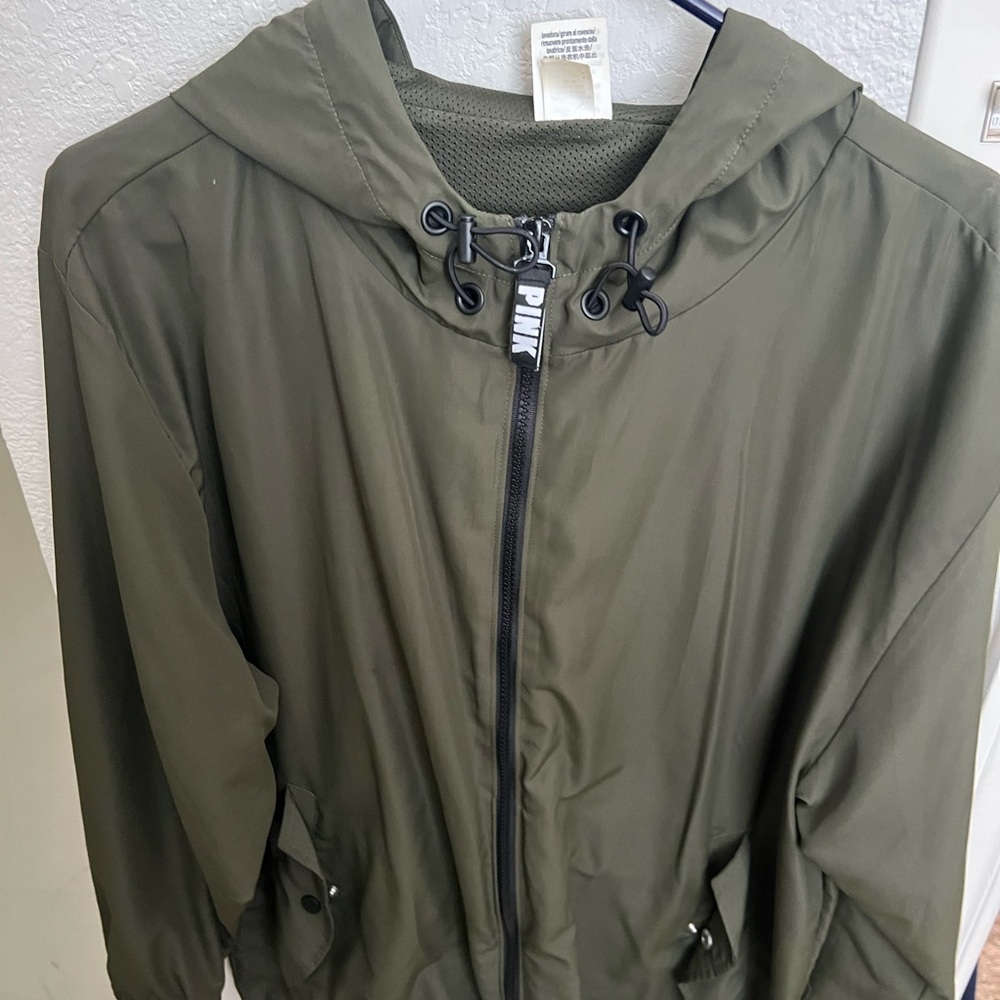 PINK Victoria's Secret Olive Green Hooded Jacket